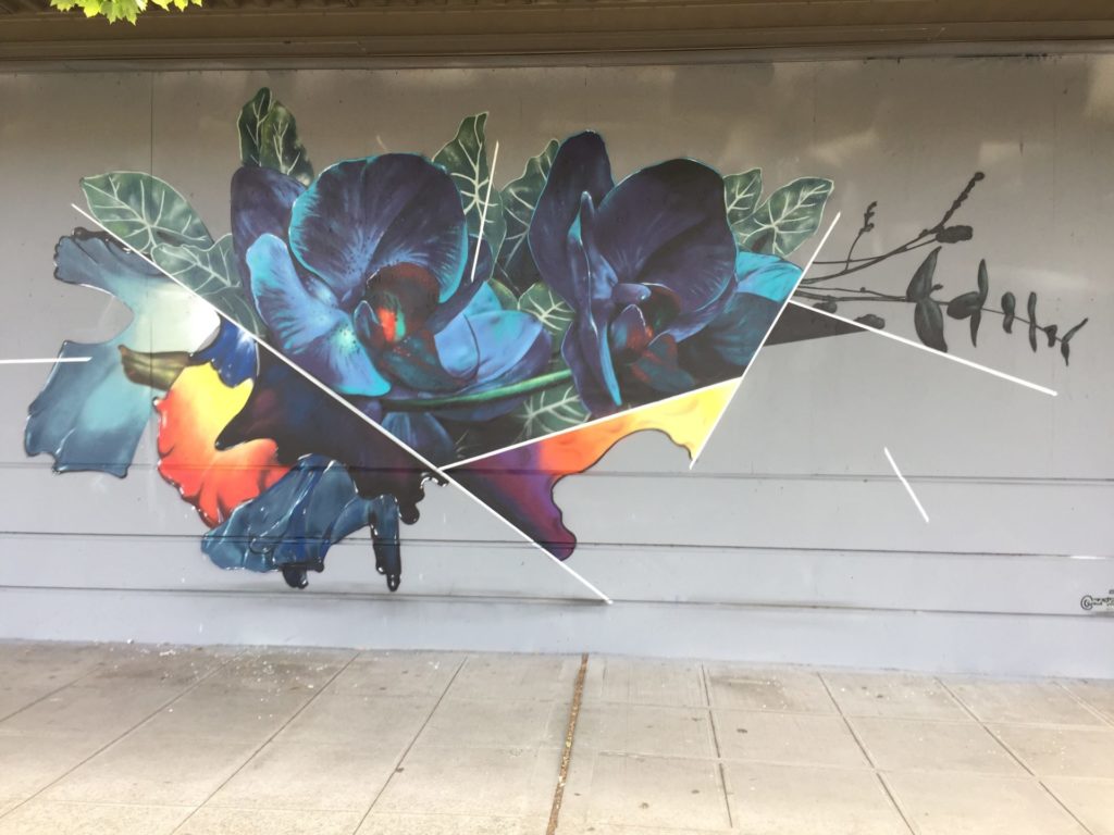 Abstract mural on building wall