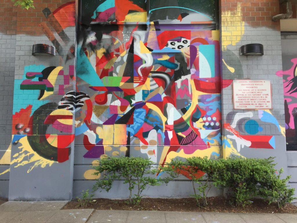 Abstract mural on building wall